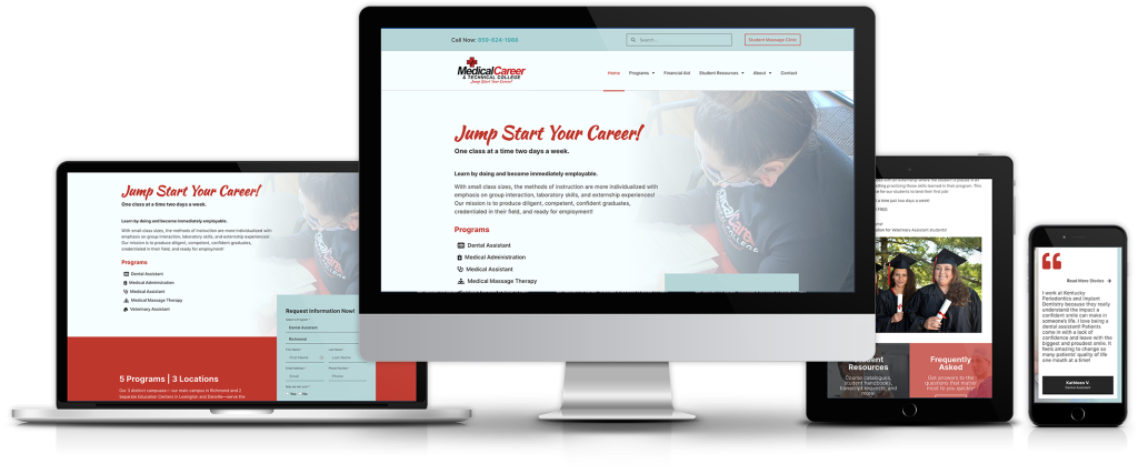 Image of the Medical Career and Technical College website on different devices