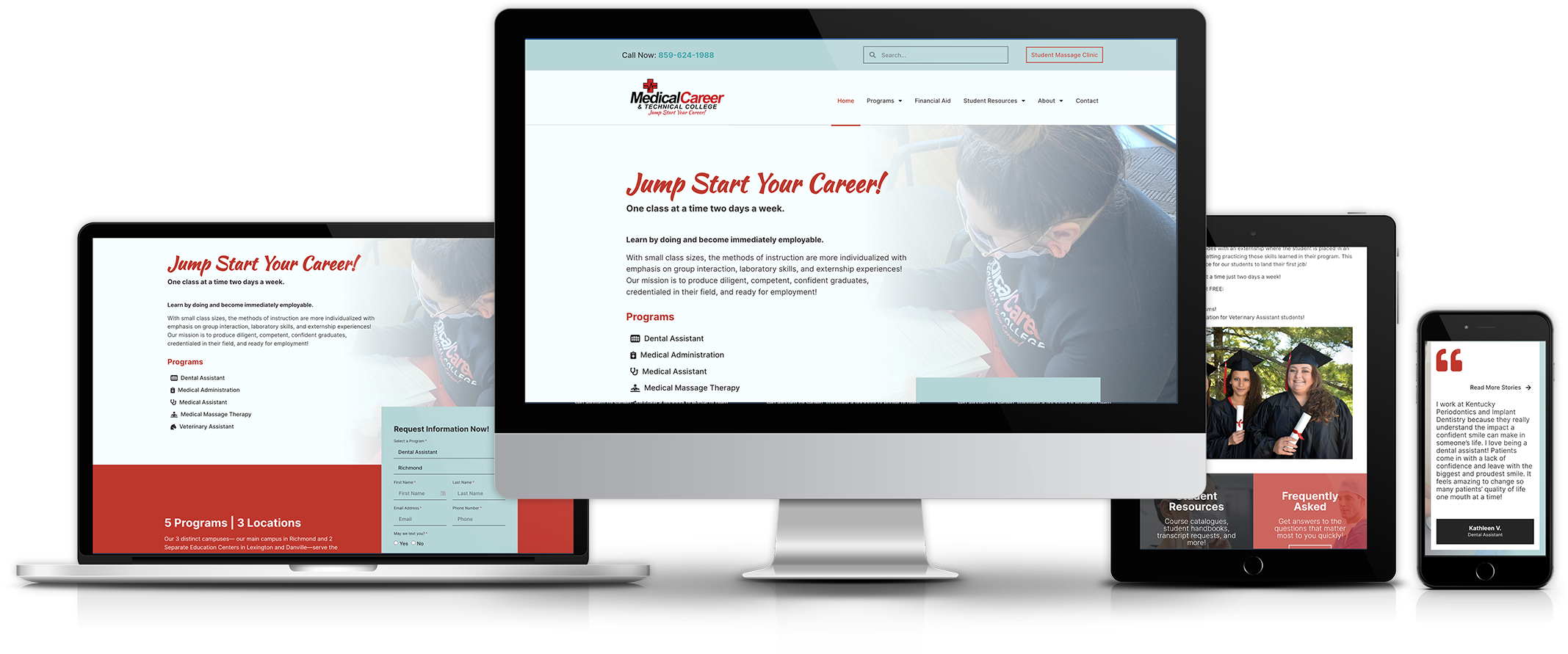 Image of the Medical Career and Technical College website on different devices