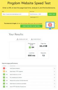 WordPress without Speed Optimization Website Speed Test